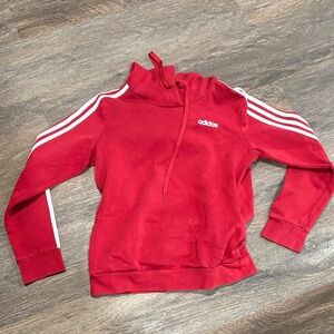 Adidas Red Hoodie with White Stripes